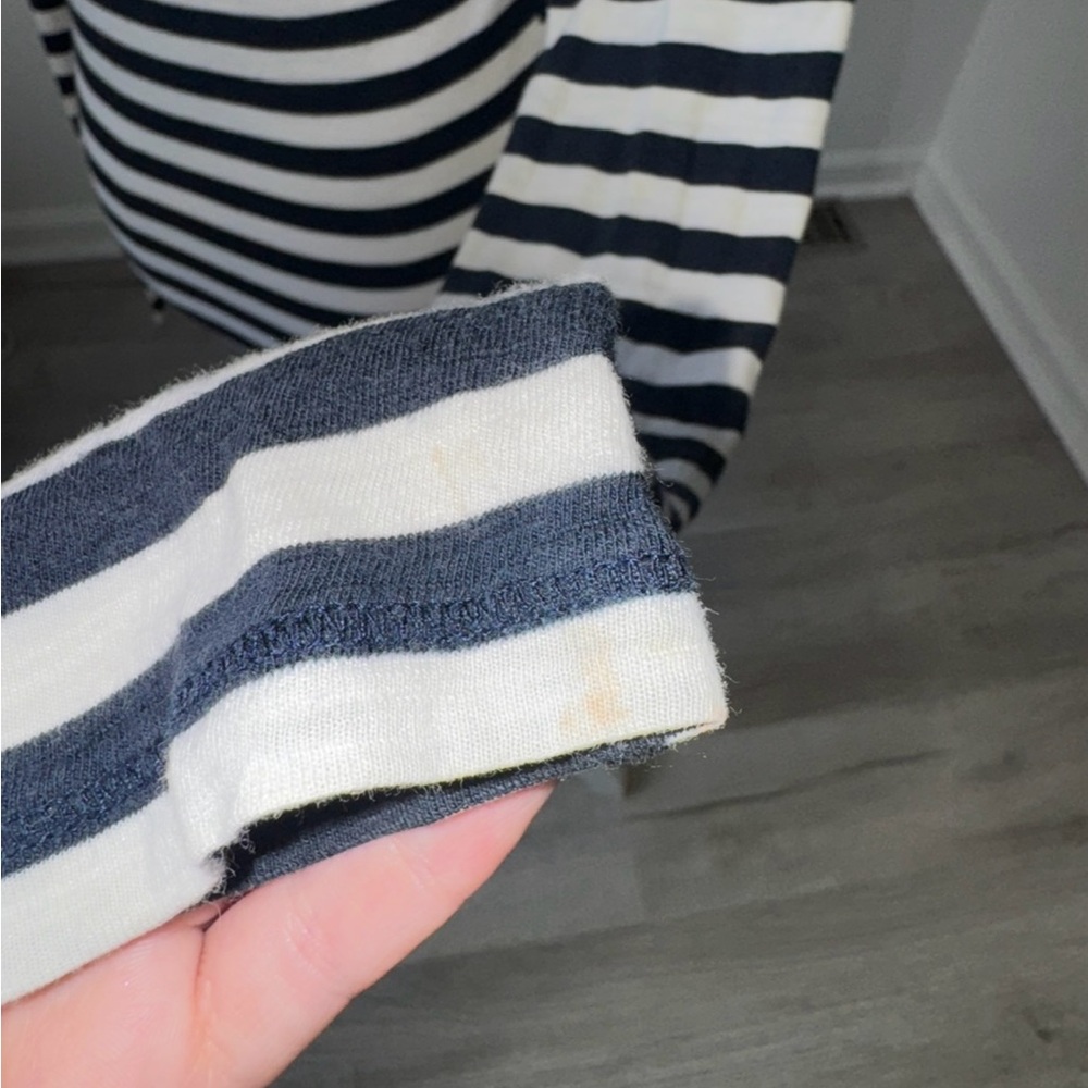 Hollister Navy White Striped V Neck Long Sleeve Tee Medium Y2K Stains - Picture 8 of 12